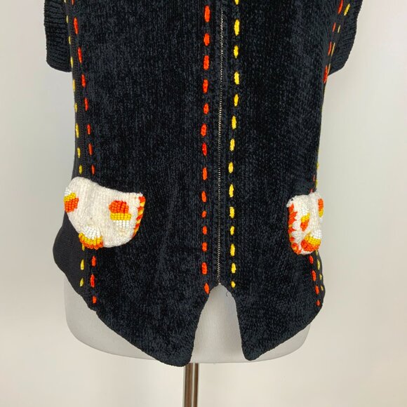Vintage The Collective Works of Berek 2 Black Halloween Beaded Vest Sz M - Picture 16 of 16
